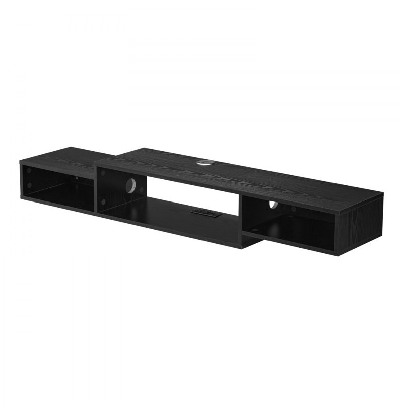 Meuble télé flottant, centre de divertissement mural avec prise de courant et trou pour câble, tablette télé flottante moderne avec armoire de rangement pour lecteur DVD, boîte de câble, console de jeu, accessoire de télévision