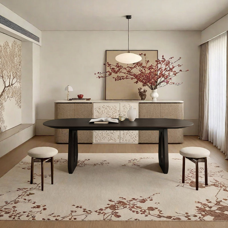 Solid wood oval practical dining table, H 29,53 po x L 70,87 po x l 31,5 po