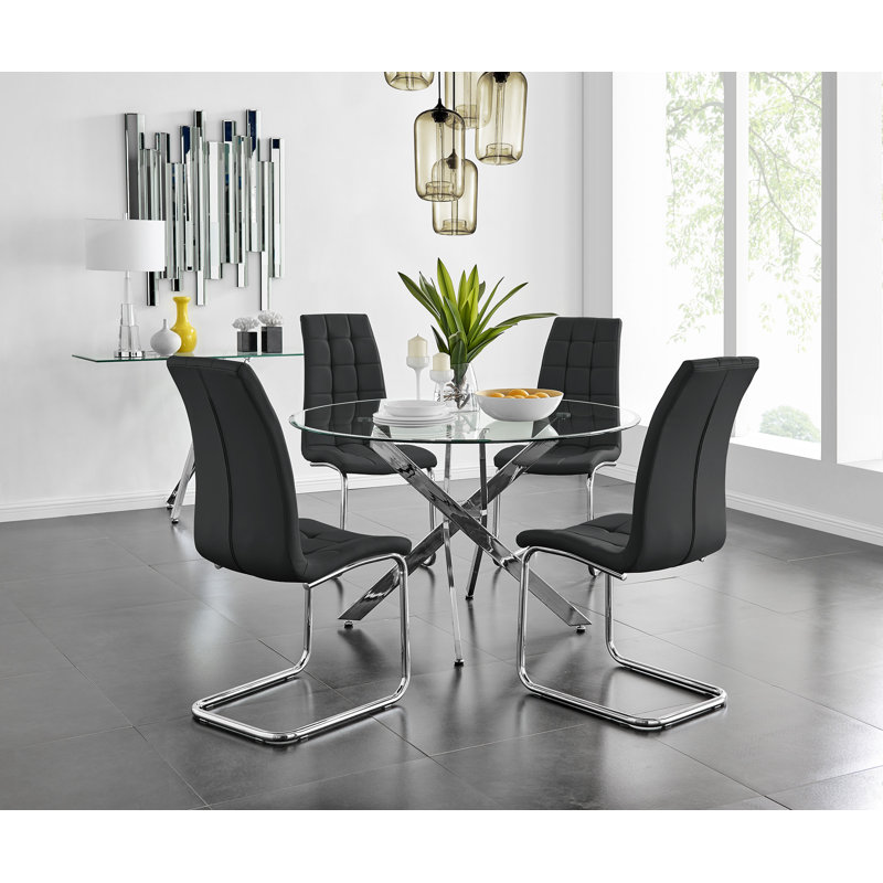 Ensemble de 4 tables de salle à manger Tierra Sleek, Noir