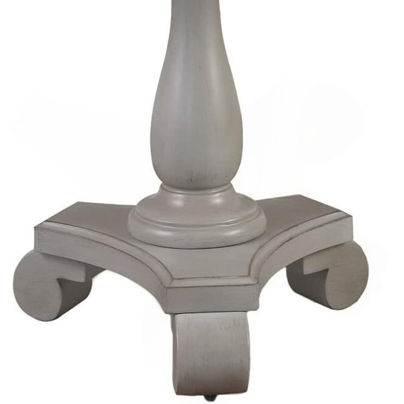 Table de bout ronde transitionnelle, table d'appoint de salon en bois, gris