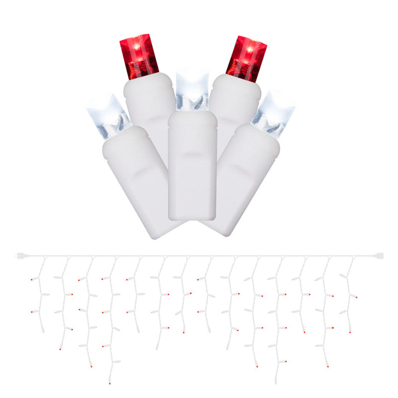 LED Single Mold Wide Angle Icicle Christmas light Set, Red/White