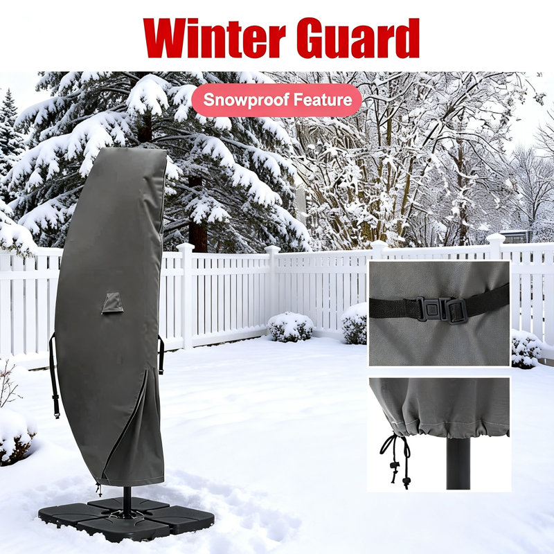 Offset Umbrella Cover, Waterproof Oxford Offset Outdoor Patio Umbrella Covers with Rod, (Gray), Gray