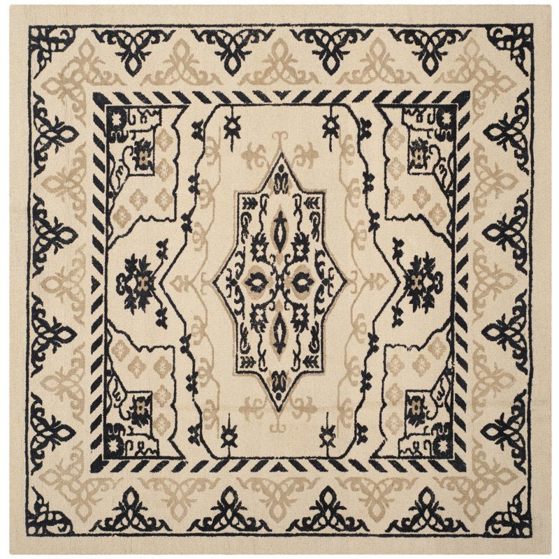 Tapis oriental en laine touffeté à la main Restoration, Carré 6 pi