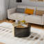  Table basse rotative moderne avec plateau en verre trempé et rangement, table d'appoint ronde rotative avec conception à deux couches pour le salon, la chambre à coucher-1287086810