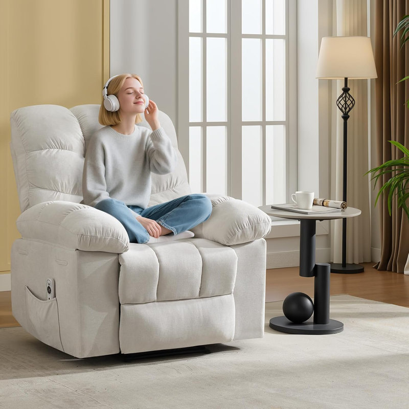 Fauteuil inclinable ergonomique avec massage et chaleur, chaise berçante large, télécommande pour le salon et la chambre à coucher