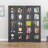 Glass Display Cabinet with Lock, Black Metal Curio Cabinet with Tempered Glass Doors & Adjustable Shelves, Heavy-Duty China Cabinets for Living Room, School, Commercial-1115405061