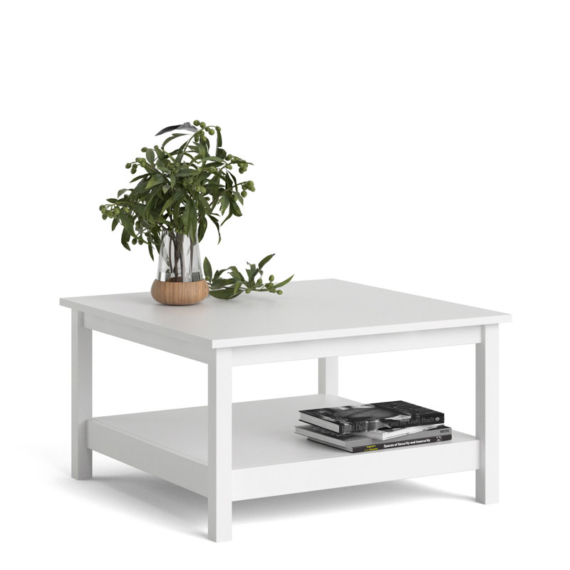 Cynteria Four Leg Coffee Table with Storage, White