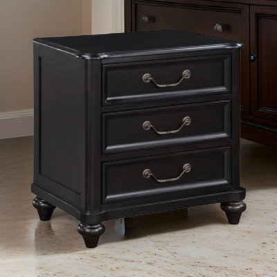 Ramona 3 - Drawer Nightstand in Black -  Darby Home Co, 667EB01AF70C4363BFAD0CAB52C72F34