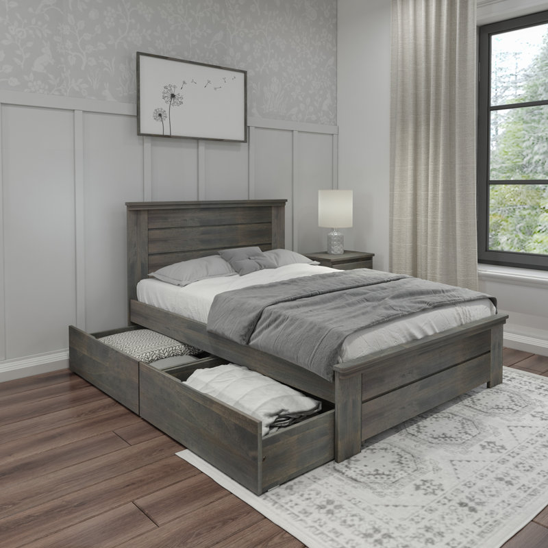 Decimus Solid Wood Platform Storage Bed, Full / Double, Driftwood