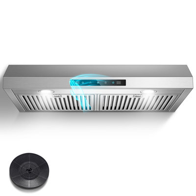 Hotte de cuisine en acier inoxydable sous le comptoir de 30 po avec filtre à charbon actif à 3 vitesses de 800 pi³ / min