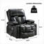  Fauteuil inclinable électrique à massage unique chauffant et vibrant, fauteuil profond en cuir noir profond