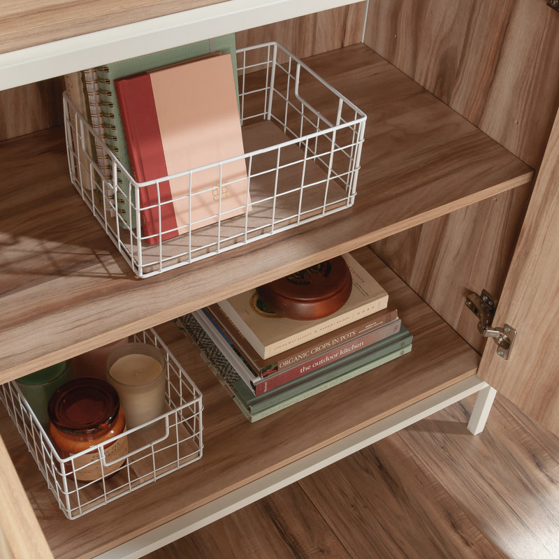 White and Kiln Acacia Adjustable Kids' Storage Bookcase with Doors