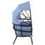 Akendra Modern Luxury Patio Chair With Retractable Canopy and Cushions - Blue-1605448932