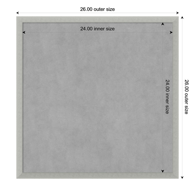 Tableau magnétique encadré feuille d'argent, H 26 po x l 26 po