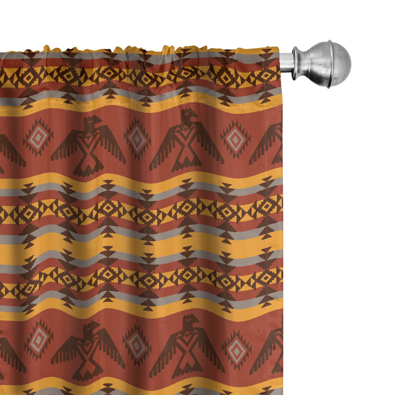 Tribal Semi-Sheer Rod Pocket Curtain Panels, 28" x 84"