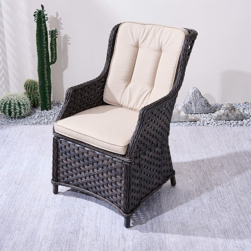 Ravenna 7-piece Outdoor Dining Set With Round Table Pe Wicker And Cushions, Brown