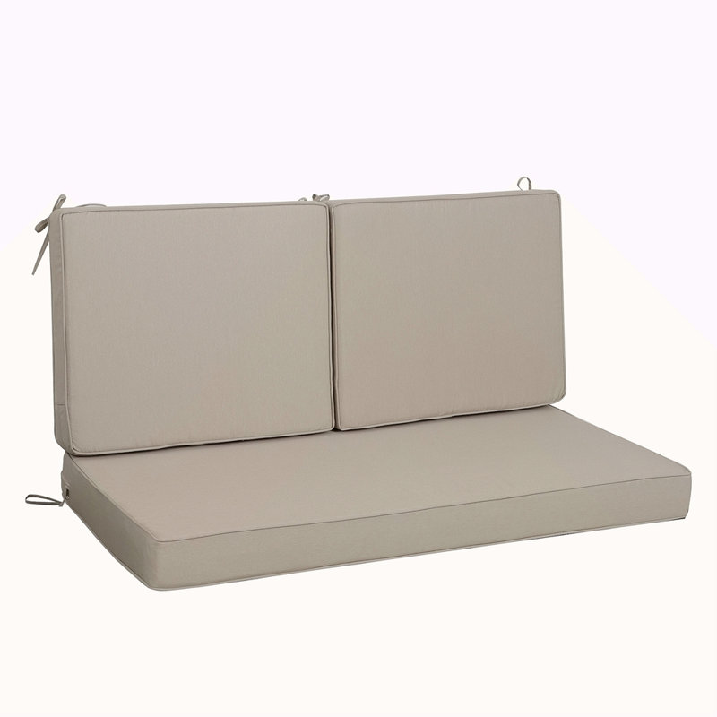 Outdoor Loveseat Cushion Set Waterproof & 3-Year Fade Resistant Patio Furniture Cushions With Removable Cover, Ties And Hidden Zipper For Sofa Bench Couch Pad Set Of 3, (1Xseat+2Xbac