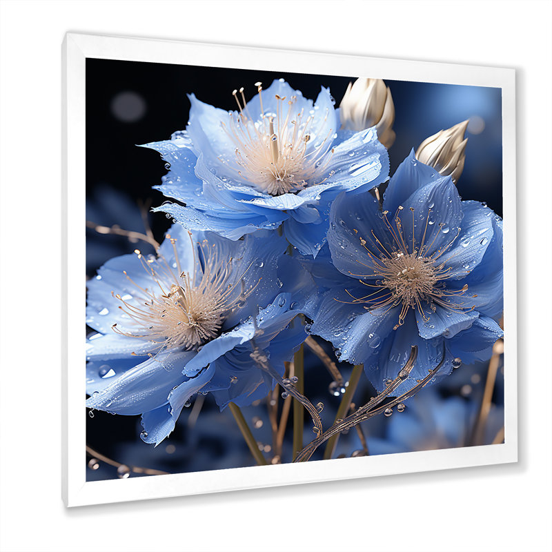 " Dreamy Blue Cornflowers Emotion ", White Single Picture Framed, 16" H x 16" W x 1" D
