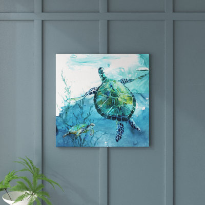 Tortue de mer Delray II - Toile tendue avec châssis de qualité supérieure, prête à être accrochée