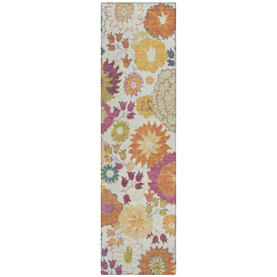Machine Washable Indoor/Outdoor Chantille ACN2293 Floral Rug