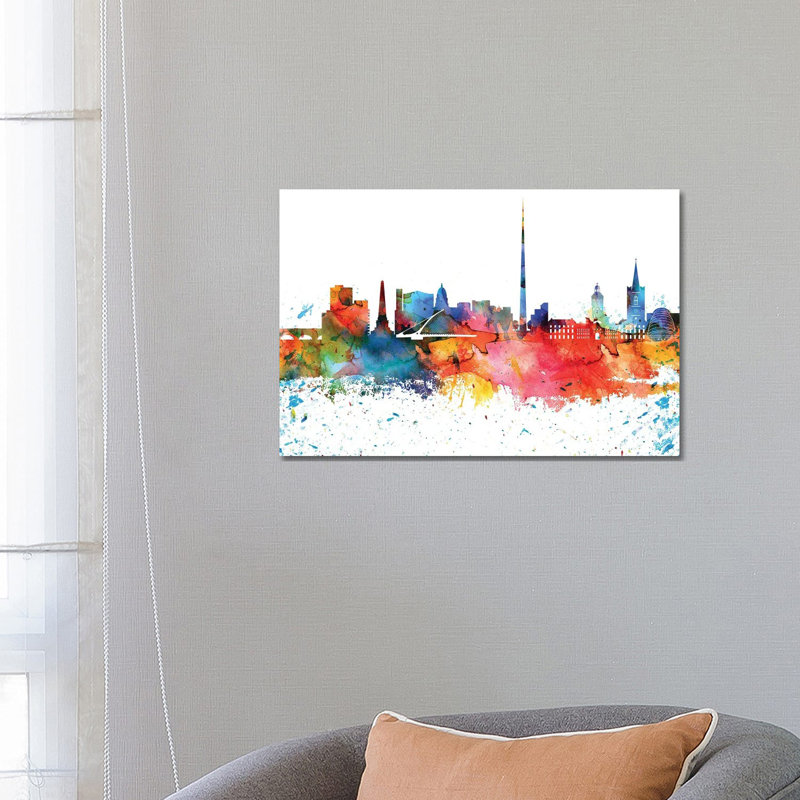 Dublin Skyline by WallDecorAddict - Wrapped Canvas Painting, 66.04 cm H x 45.72 cm W x 1.91 cm D