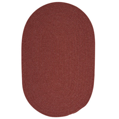 Tapis décoratif ovale en laine tressée de 14 po x 17 po de couleur rouge
