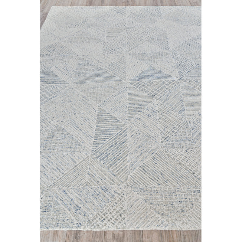 Caprice Wool Geometric Area Rug, Light Blue/Ivory, Rectangle 5' x 8'