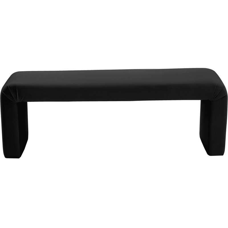 Edenborn Velvet Upholstered Bench, Black Velvet