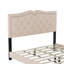 Lit plateforme tapissier grand avec motif de rivets, lit plateforme moderne en velours avec tête de lit capitonnée, beige-1203251653-1203251672