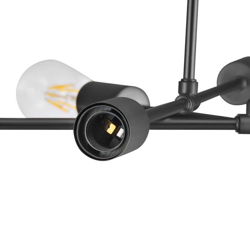 6-Light Adjustable Modern Sputnik Chandelier for Dining Room, Black