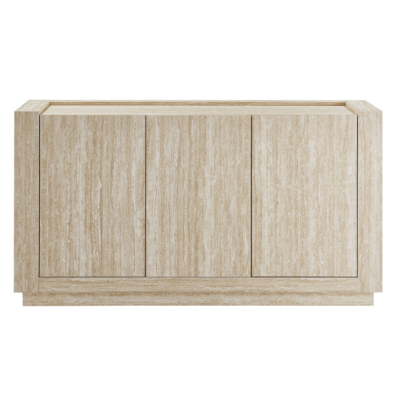 Haven 59" Beige Faux Travertine Sideboard with Adjustable Shelves