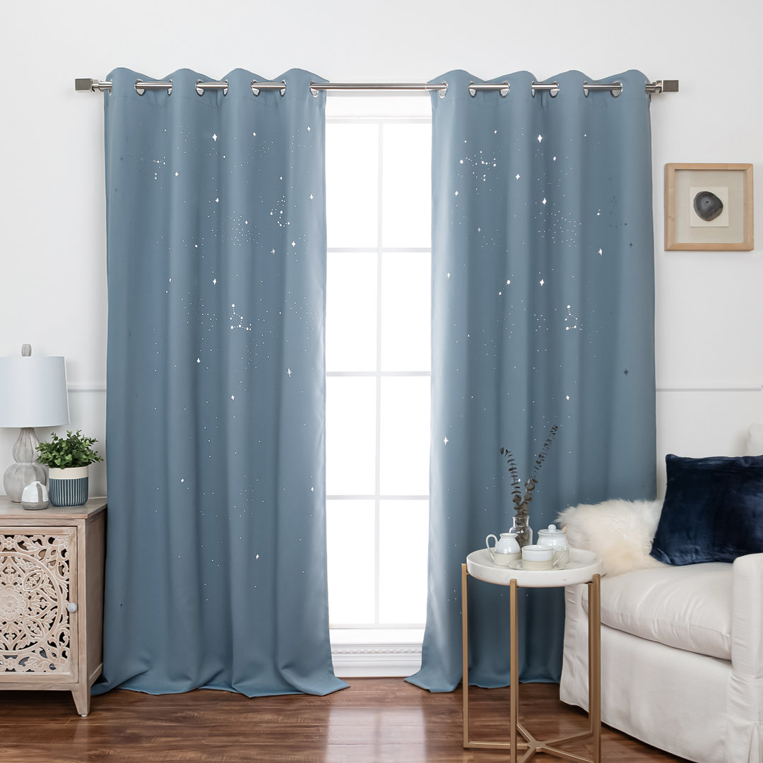Nicholad Night Sky Laser Punch Room Darkening Curtain Pair (Set of 2) Ebern Designs Curtain 