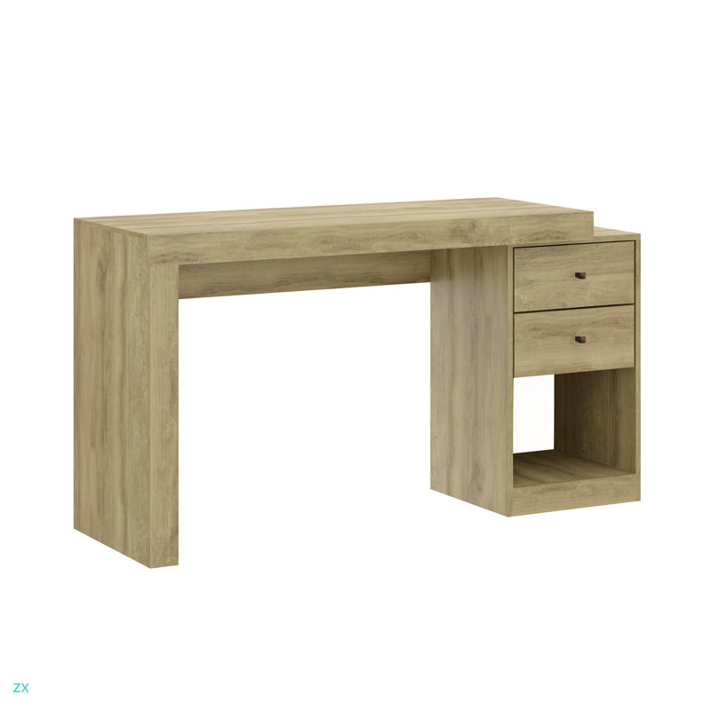 Expandable Home Office Desk, Pine, Light Brown