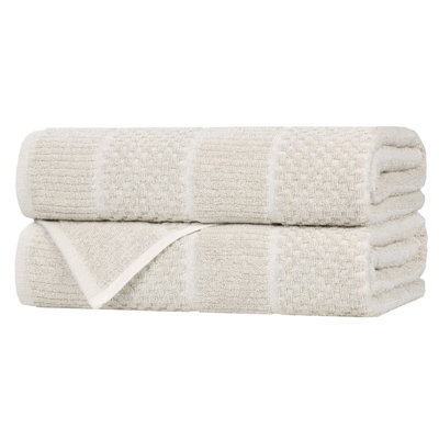 Naples Viscose Cotton Blend Medium Weight Textured Checkered and Ribbed Bath Towels