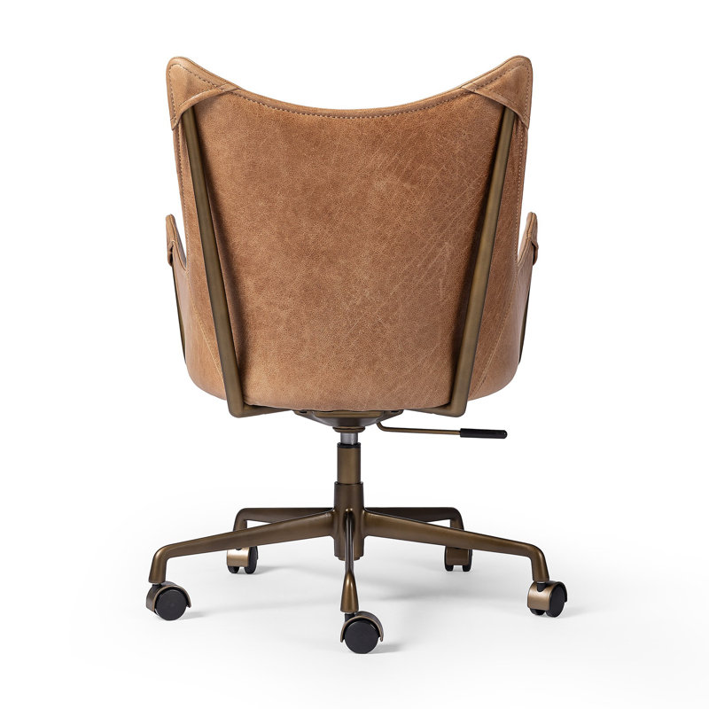 Truman Leather Swivel Office Chair, Taupe Brown