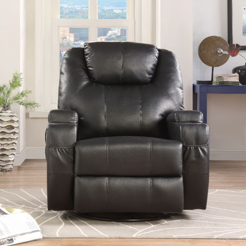 Faux Leather Power Recliner, Black Faux Leather