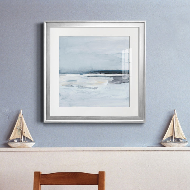 Inky Coastline II - reproduction de cadre photo, Cadre argenté, H 26,5 po x l 26,5 po x P 1,5 po
