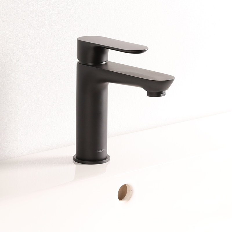 Flou Single Hole Bathroom Faucet with Drain Assembly, Matte Black