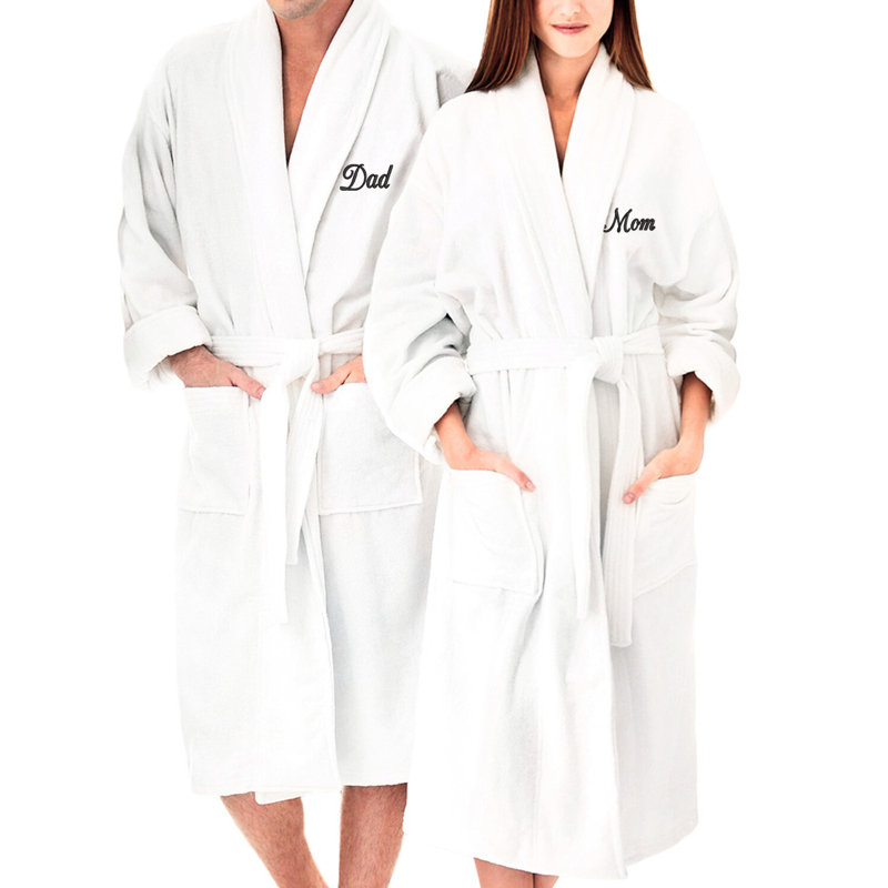 2 Piece Cotton Velour Bathrobe Set, Personalized Bathrobes Monogrammed Robes, Mom/Dad