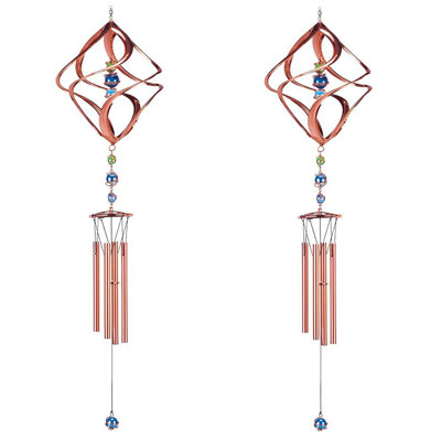 Gift Set ICE ARMOR Long Spiral Wind Chime with Copper Gem Figurine Statue Sculpture Ornament Decoration Home/Room/Garden Decor for Housewarming, Holidays, Christmas Special