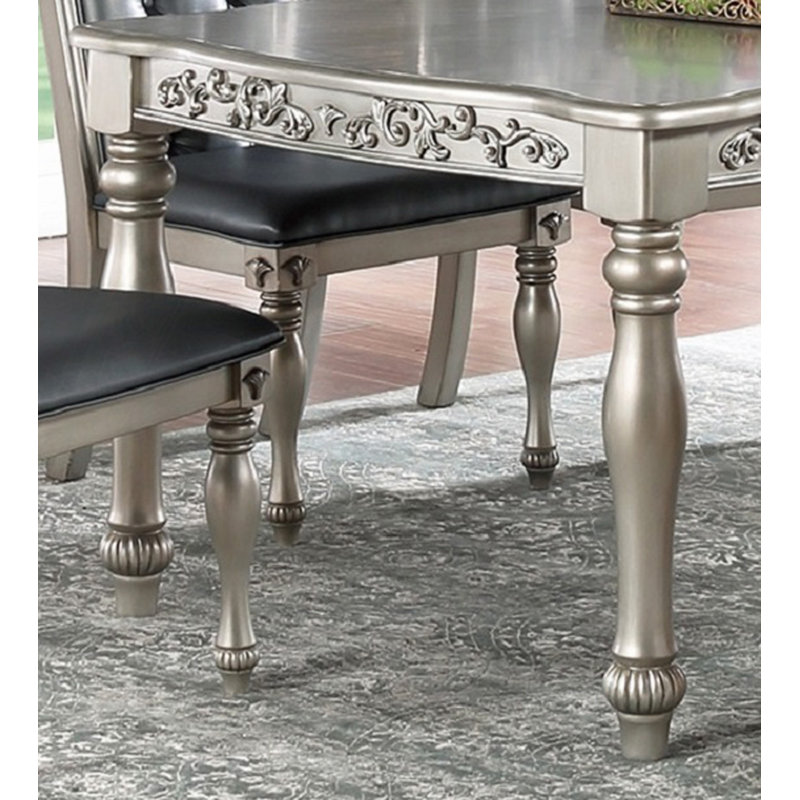 Table de salle à manger formelle 1pc avec 2 feuilles de bois d'hévéa et grande salle à manger