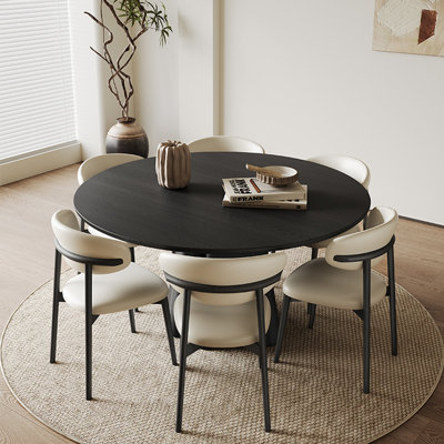Italian-style black solid wood dining table set