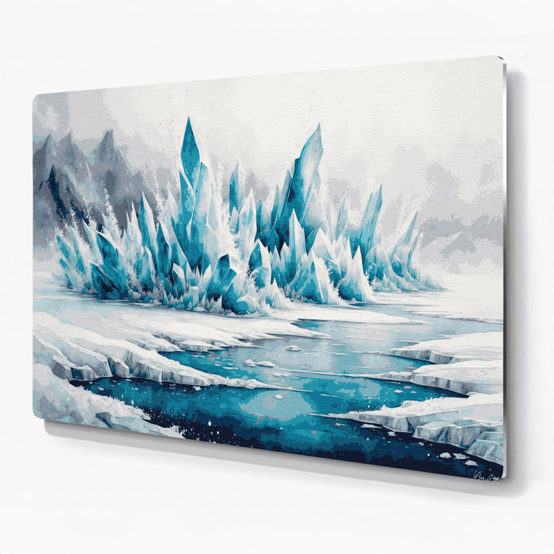 Art mural gris Sci Fi Tundra Ice Formations, H 144 po x l 216 po x P 0,05 po