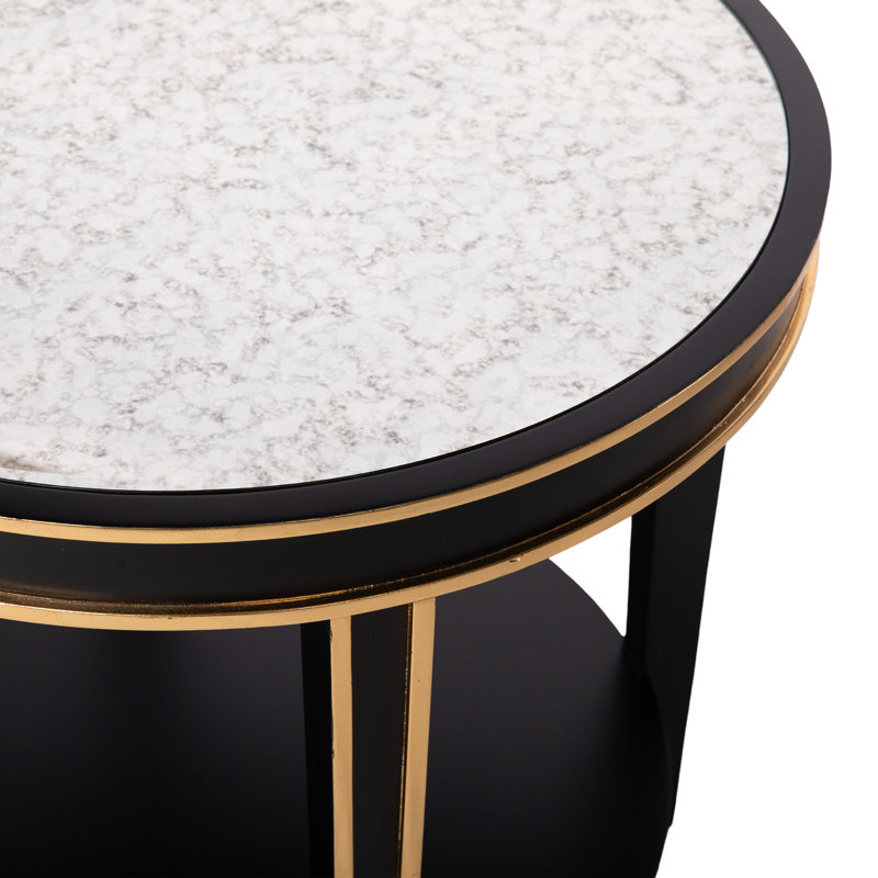 Lilly End Table with Storage, Tricorn Black, White/Gray