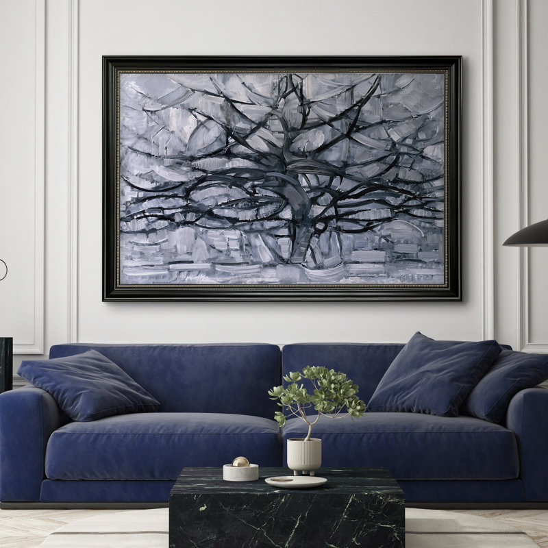 «The Grey Tree» par Piet Mondrian sur toile encadrée sur mesure, 28x40 INNER SIZE, Framed Canvas, Matte Black Bead