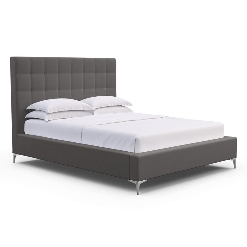 Bryant Upholstered Bed, Ebony, Queen, Crushed Velvet Oyster