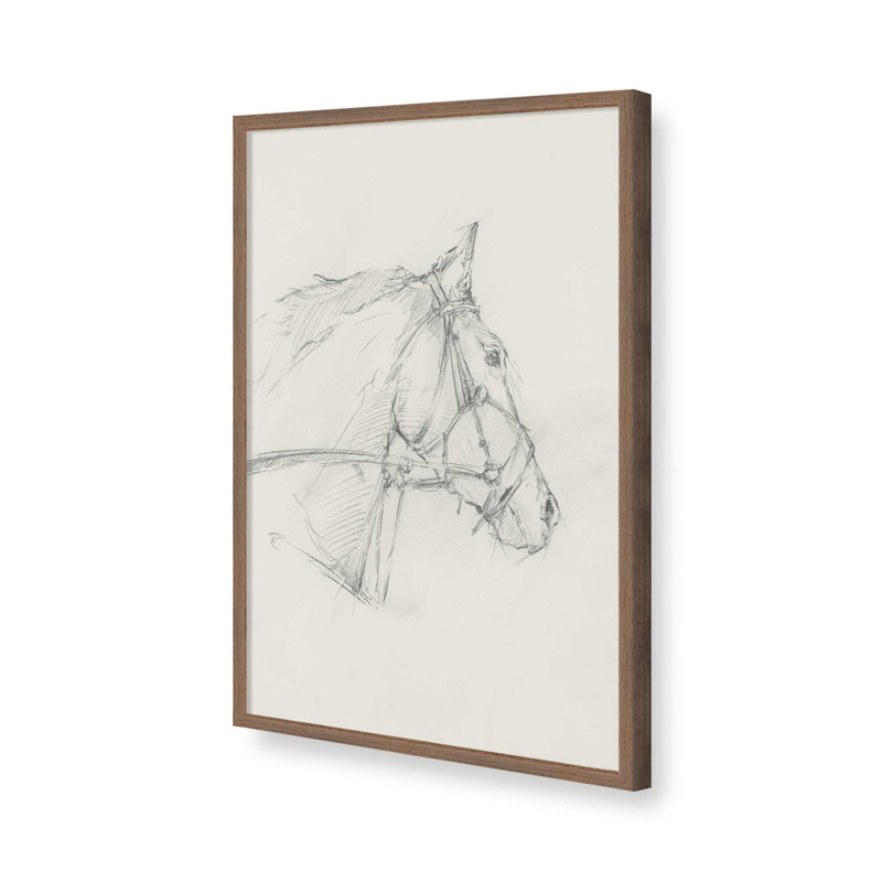 Reproduction d'art sur toile Bridled Horse, Impression sur cadre ouvert sans papier mat, Brun, H 40 po x l 30 po