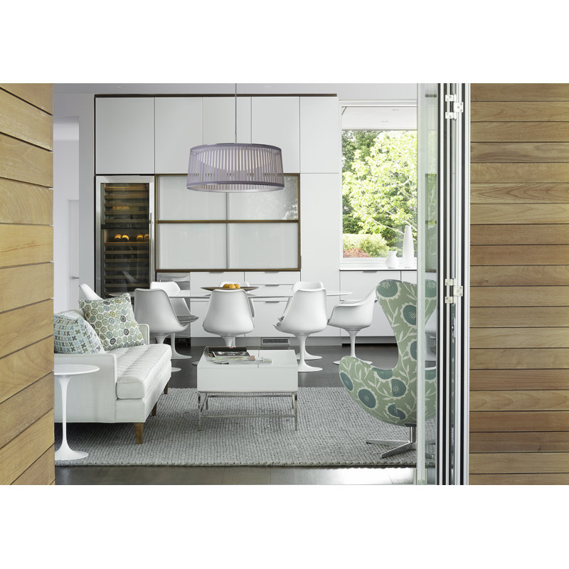 Luminaire suspendu tambour Solis, argent, H 10 po x l 24 po x P 24 po