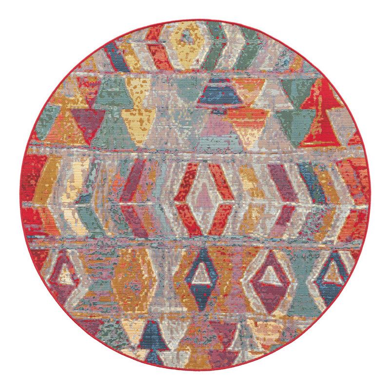 Tolland Multi Tamarindo Indoor/Outdoor Modern Rug, Round 5'1"