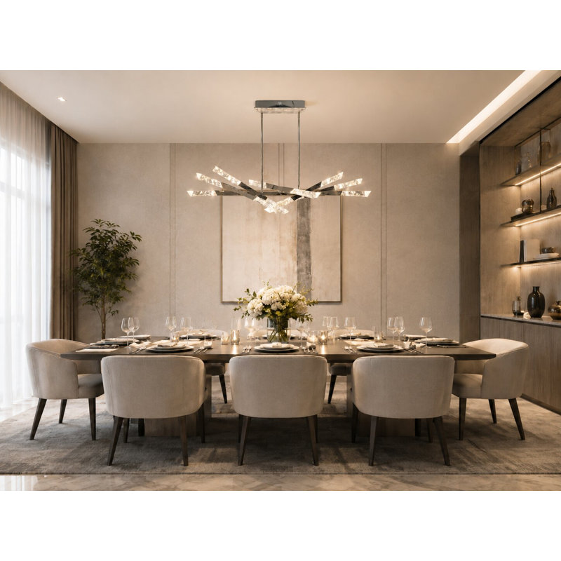 Modern 12-Light LED Crystal Chandelier , Nickel